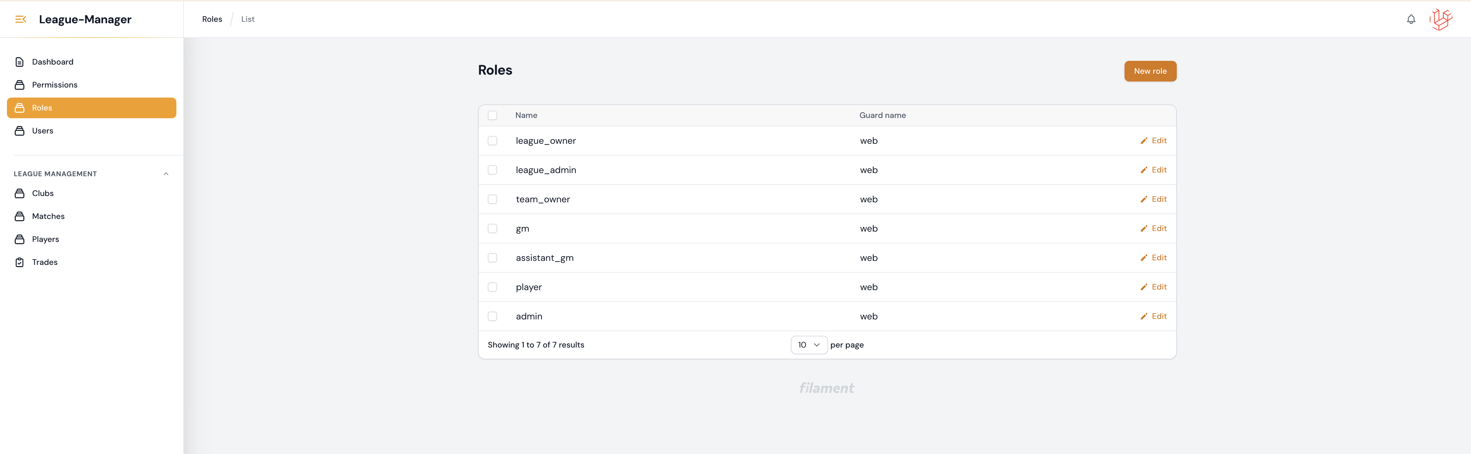Roles configuration