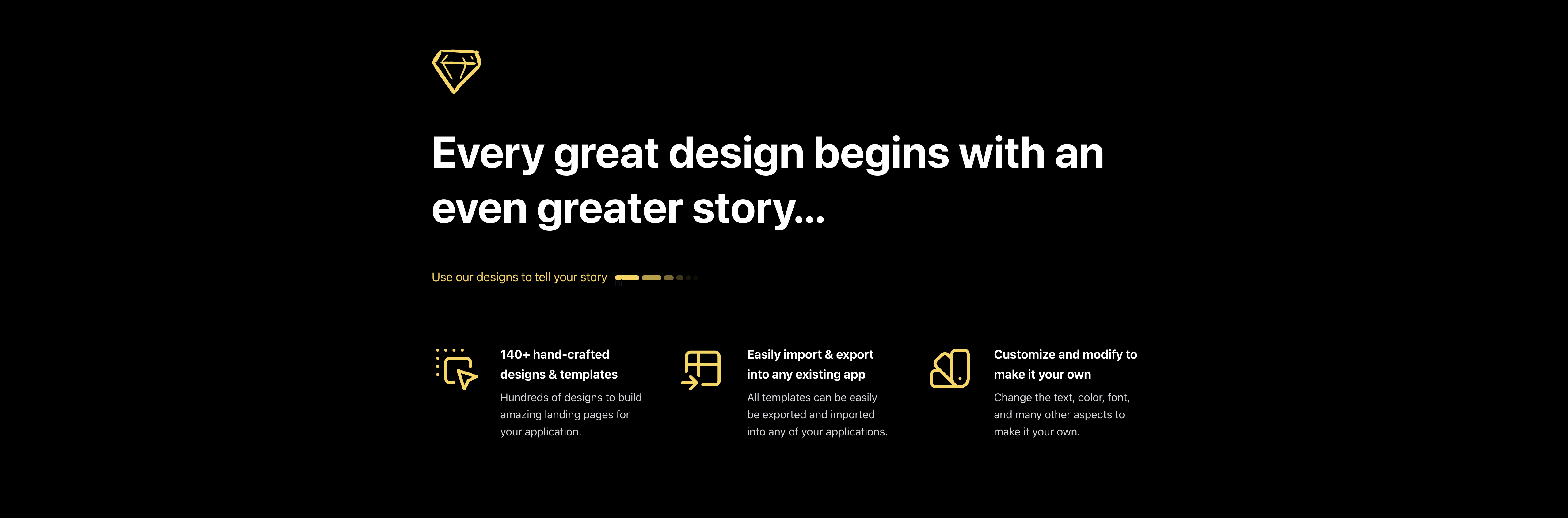Landing page – secondary state